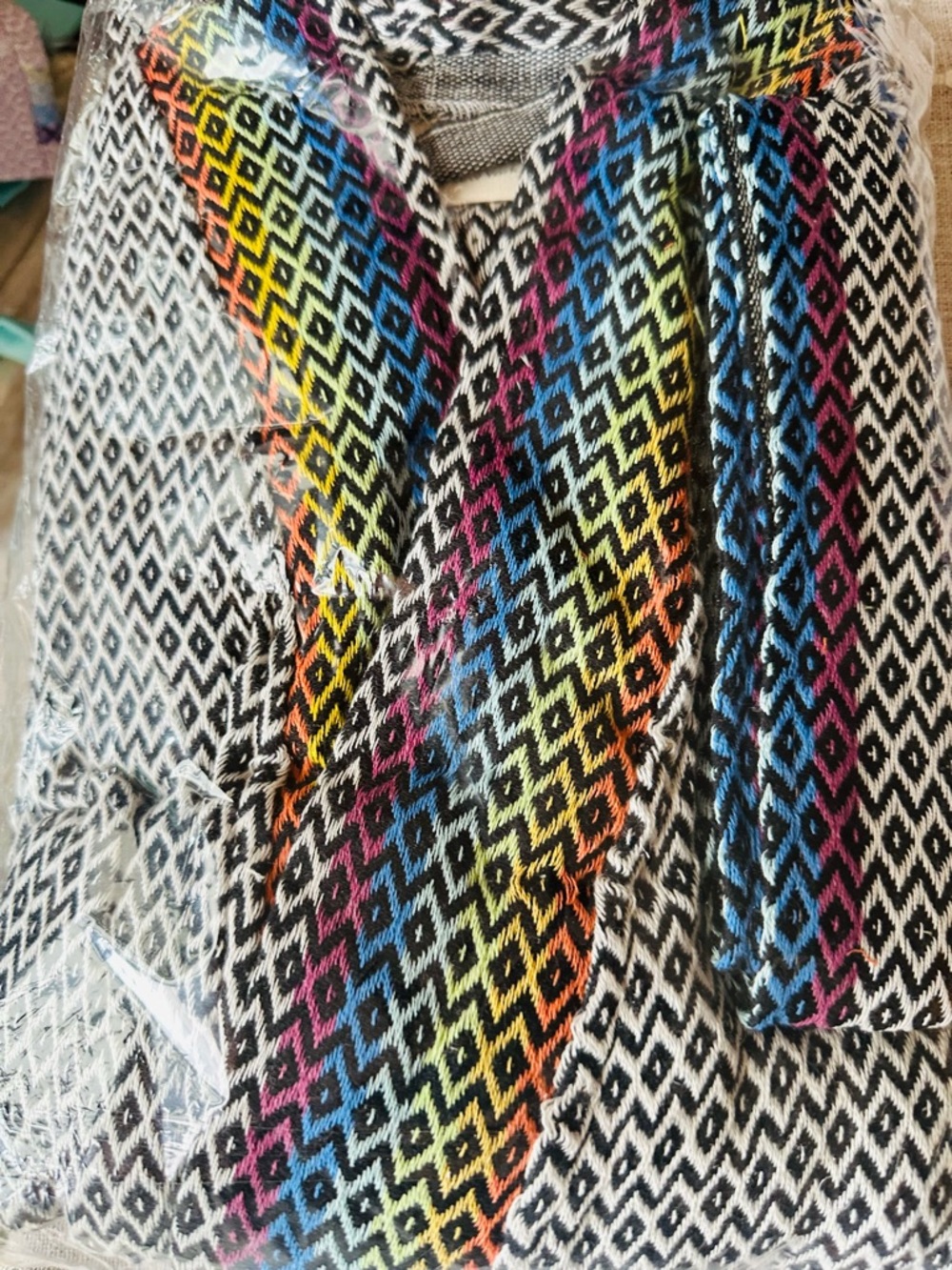 Bathrobe/ Loungewear / Rainbow Collection Hand-Woven Cotton Robe, Black